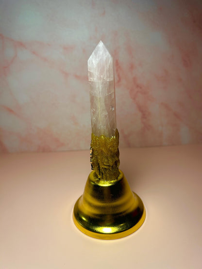 Rose Quartz Crystal Point Bell – Altar Bell for Love & Healing Energy – Spiritual Altar Supply – Crystal Bell for Rituals, Witchy Decor
