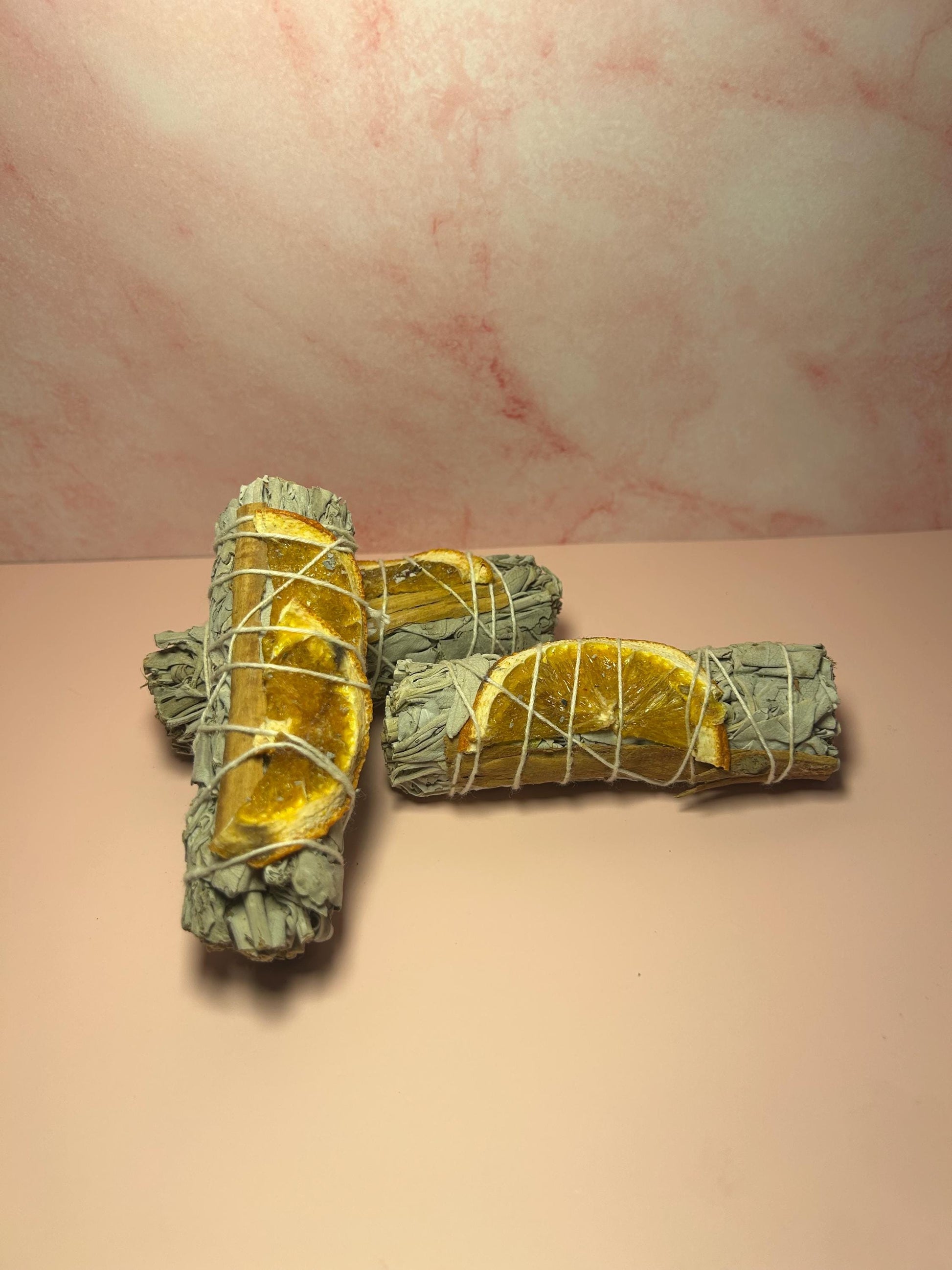 White Sage Smudge Stick with Cinnamon & Orange, Cleansing, Protection, Prosperity, Rituals, Spiritual Gift, Energy Clearing