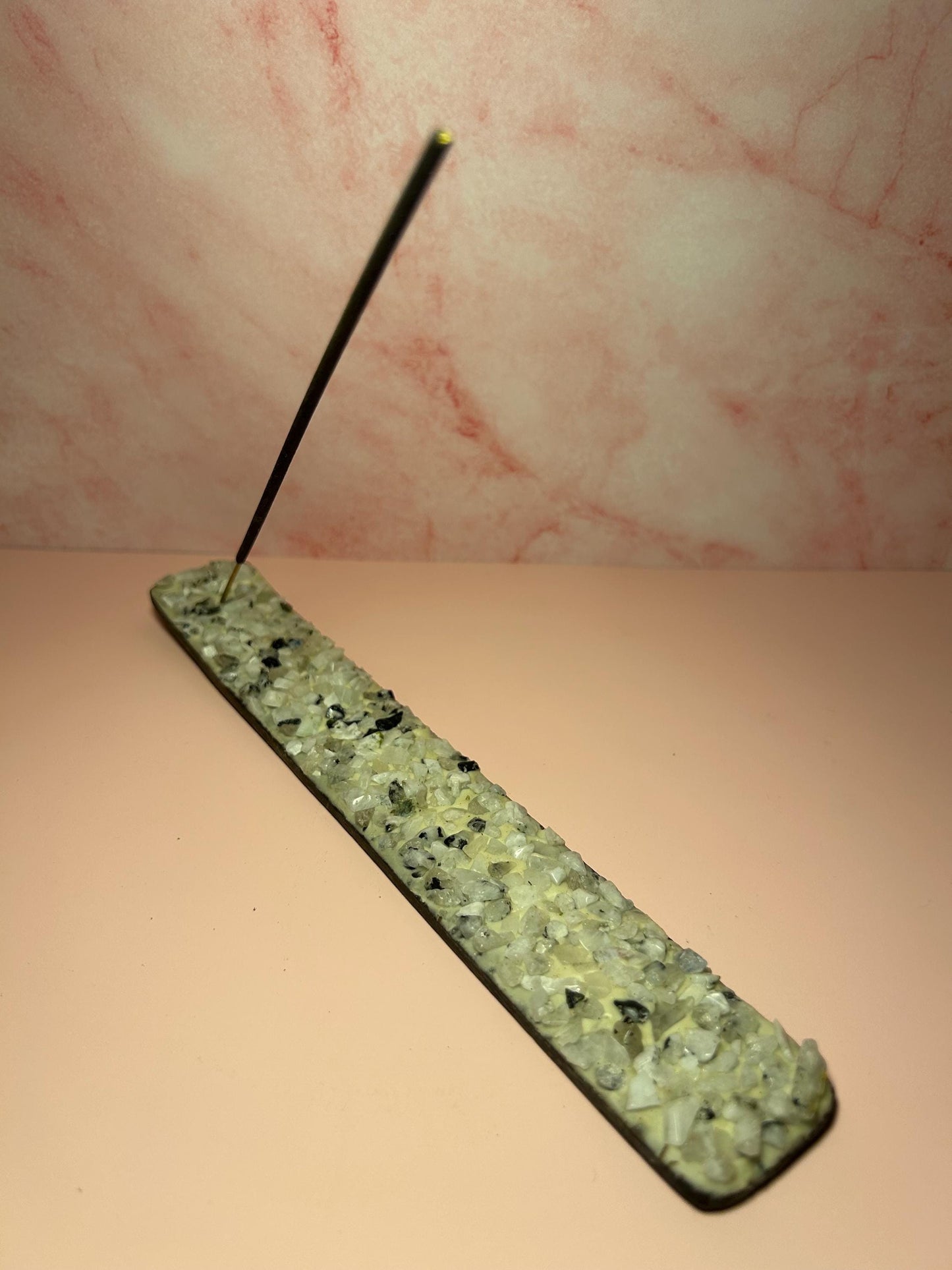 Moonstone Crystal Incense Burner for Meditation, Lunar Energy Holder, Spiritual Home Decor, Crystal Smudge Holder for Cleansing Rituals