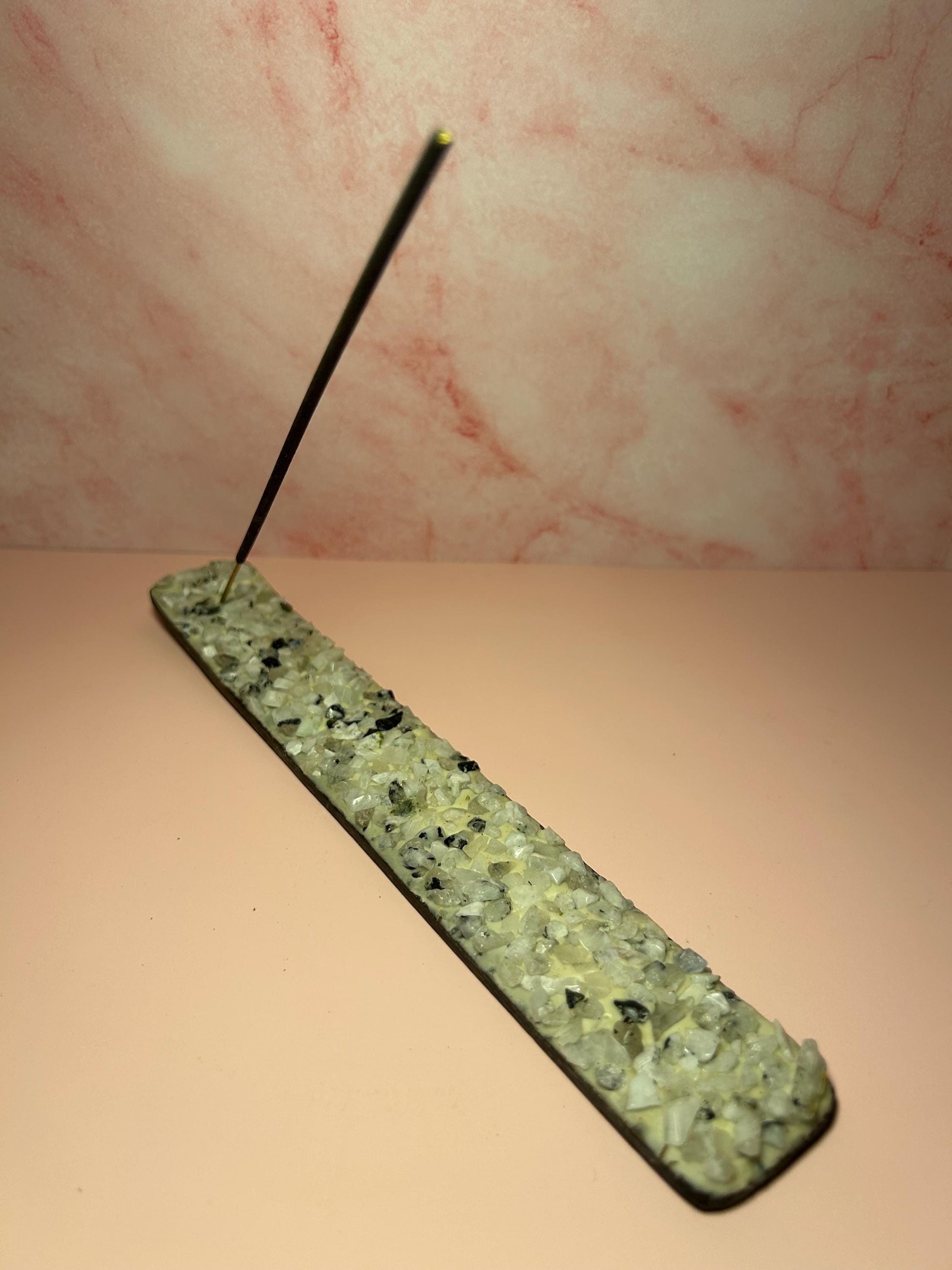 Moonstone Crystal Incense Burner for Meditation, Lunar Energy Holder, Spiritual Home Decor, Crystal Smudge Holder for Cleansing Rituals