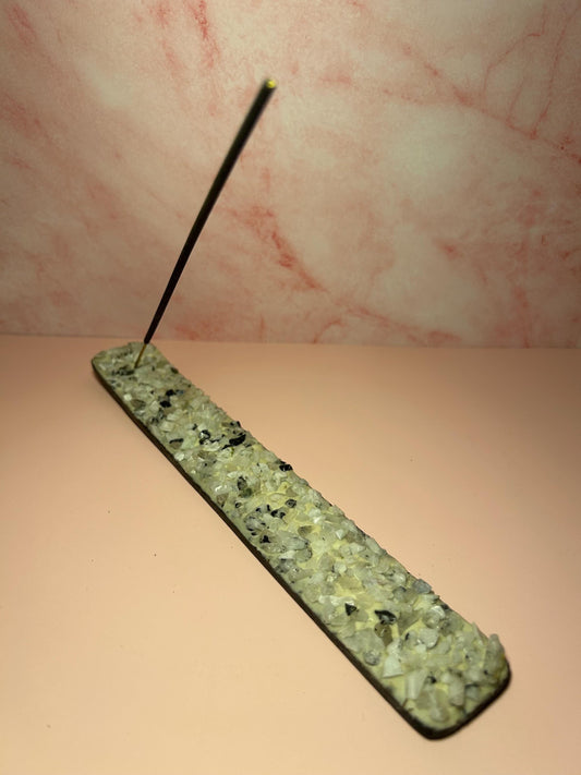 Moonstone Crystal Incense Burner for Meditation, Lunar Energy Holder, Spiritual Home Decor, Crystal Smudge Holder for Cleansing Rituals