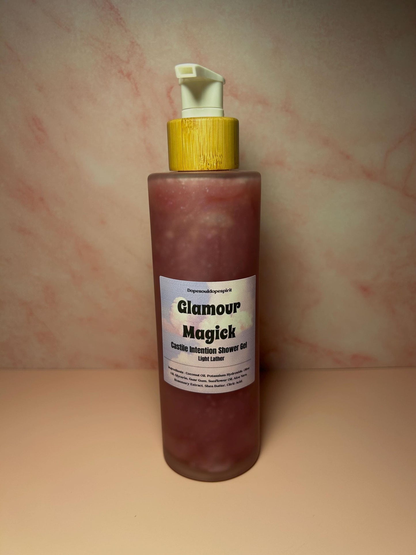 Glamour Magic Castile Shower Gel, Spiritual Self-Love Body Wash, Witchy Ritual Bath Cleanser, Natural Herbal Beauty Spell Soap