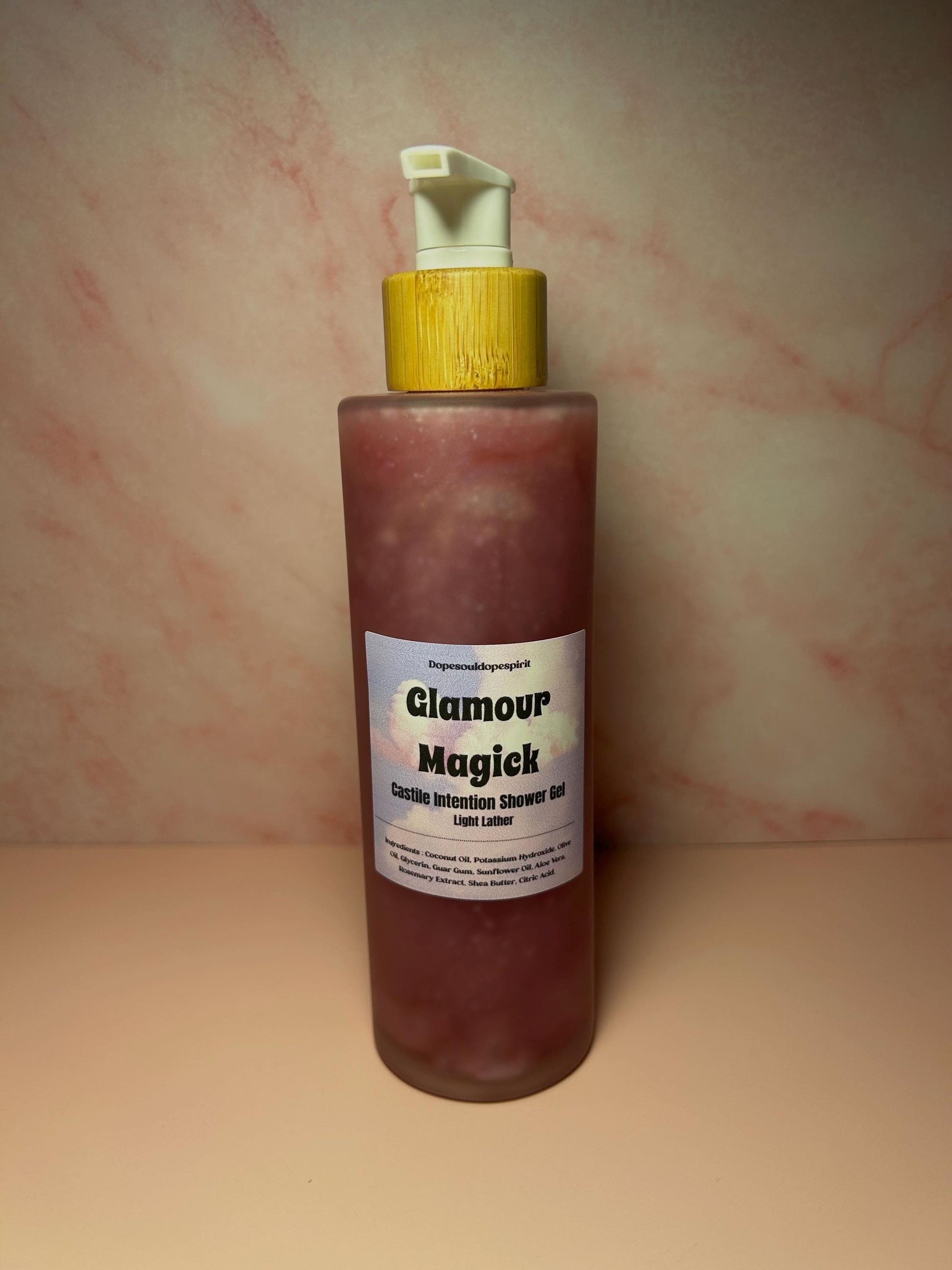 Glamour Magic Castile Shower Gel, Spiritual Self-Love Body Wash, Witchy Ritual Bath Cleanser, Natural Herbal Beauty Spell Soap