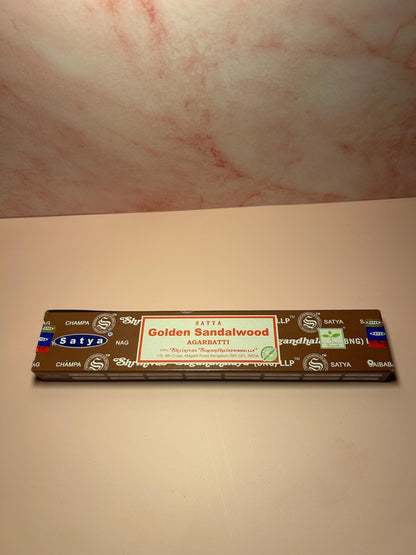 Golden Sandalwood Incense Sticks, Natural Calming Aromatherapy for Meditation, Relaxation, Cleansing, & Spiritual Healing