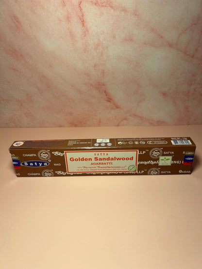 Golden Sandalwood Incense Sticks, Natural Calming Aromatherapy for Meditation, Relaxation, Cleansing, & Spiritual Healing