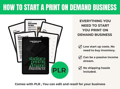 How to Start a Print on Demand Business Guide, Digital Product Creation for Beginners, POD Side Hustle Ebook, Work from Home, PLR