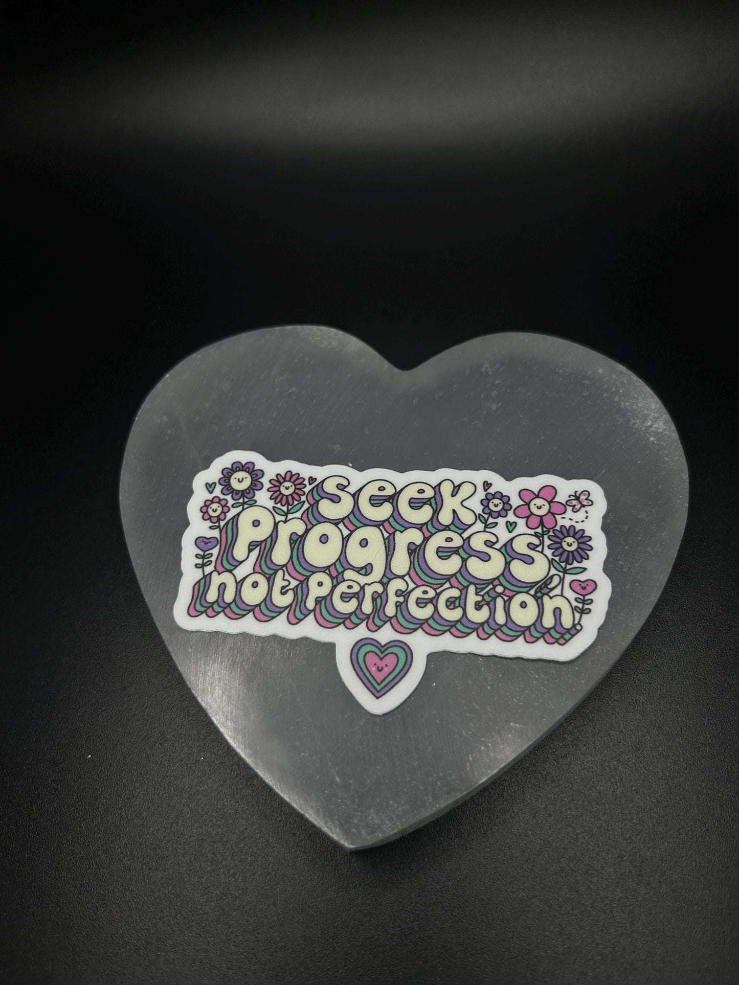 Seek Progress Not Perfection Sticker, Motivational Mental Health Vinyl Sticker for Journal, Laptop, Water Bottle, Self Love Decal
