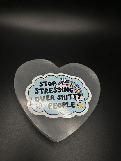 Stop Stressing Over Shitty People Sticker, Funny Mental Health Boundaries Vinyl Decal for Laptop, Journal, Water Bottle, Therapy Humor