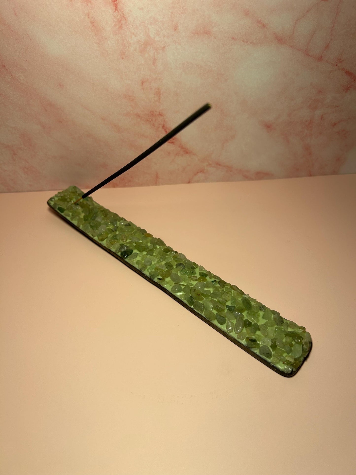 Green Aventurine Crystal Incense Burner, Healing Crystal Incense Holder for Sticks or Cones, Manifestation Altar Decor & Gift for Her