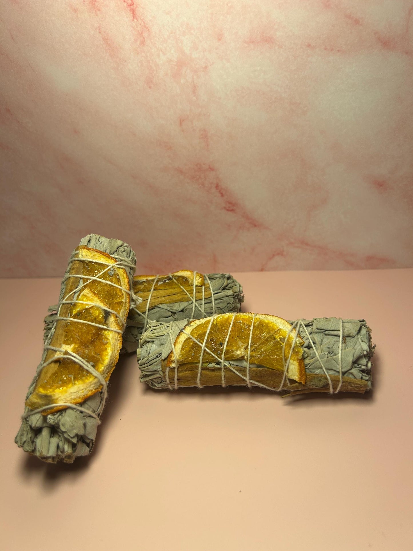 White Sage Smudge Stick with Cinnamon & Orange, Cleansing, Protection, Prosperity, Rituals, Spiritual Gift, Energy Clearing