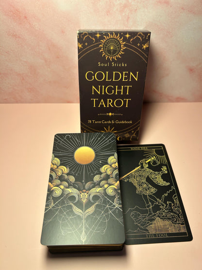 Gold Foil Tarot Card Deck 78 Cards, Luxury Tarot Set for Beginners & Readers, Aesthetic Divination Deck, Witchy Gift, Occult Tools