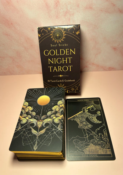 Gold Foil Tarot Card Deck 78 Cards, Luxury Tarot Set for Beginners & Readers, Aesthetic Divination Deck, Witchy Gift, Occult Tools