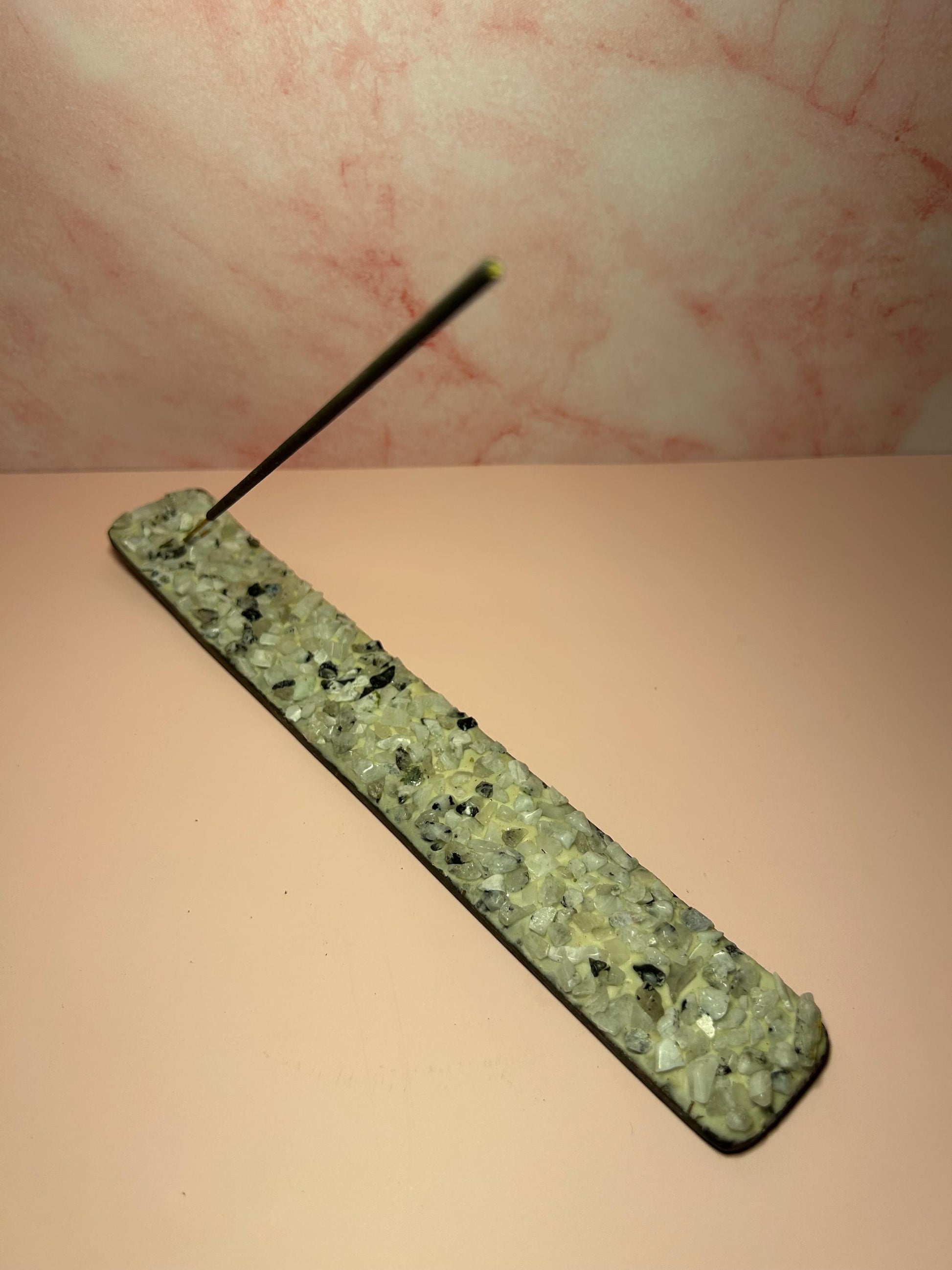 Moonstone Crystal Incense Burner for Meditation, Lunar Energy Holder, Spiritual Home Decor, Crystal Smudge Holder for Cleansing Rituals