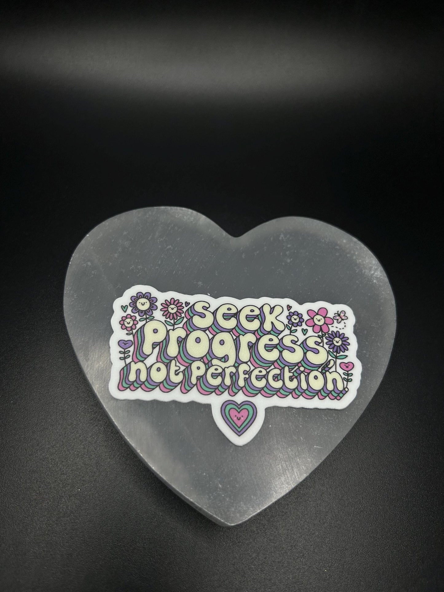 Seek Progress Not Perfection Sticker, Motivational Mental Health Vinyl Sticker for Journal, Laptop, Water Bottle, Self Love Decal