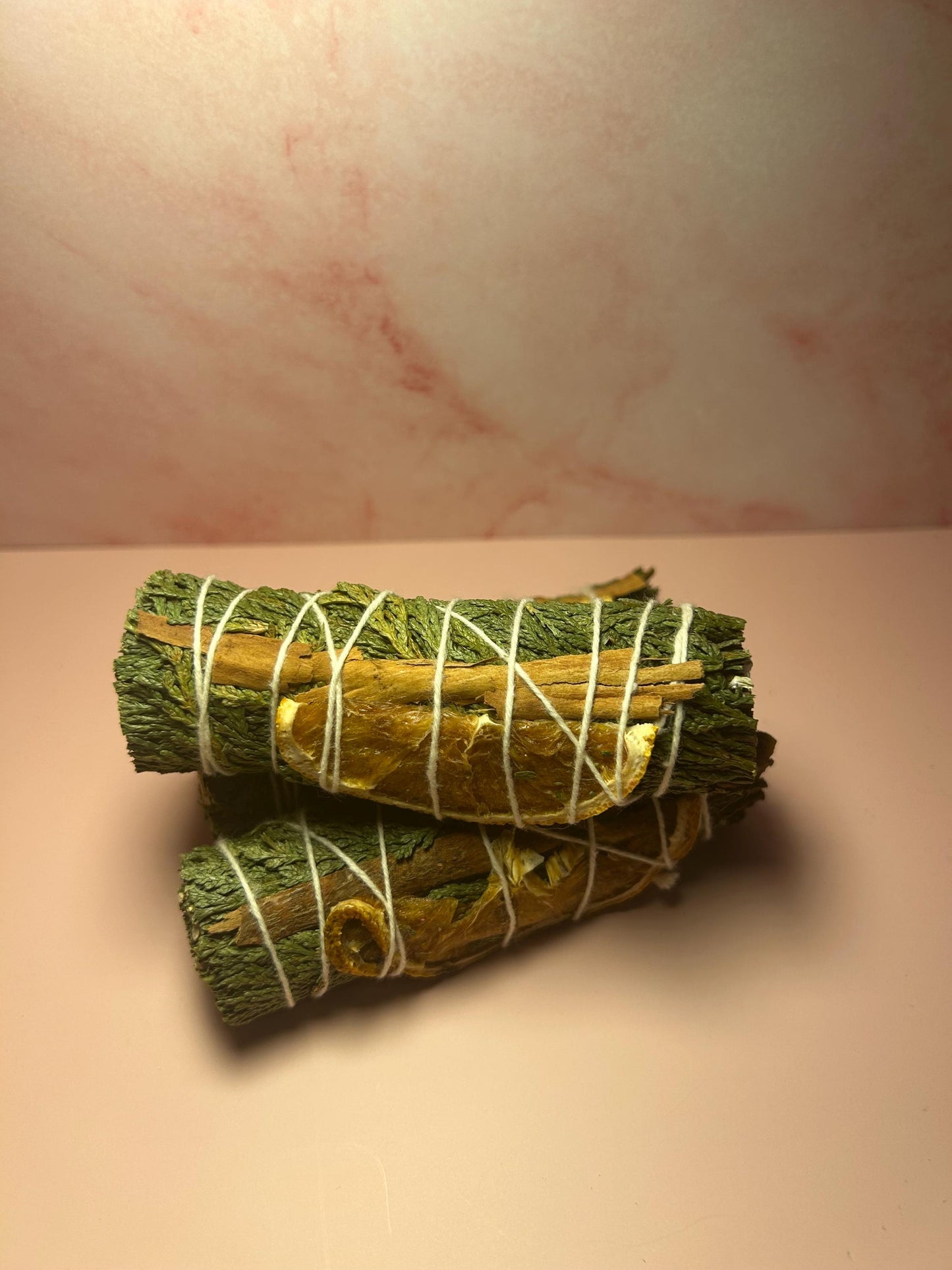 Cedar Smudge Stick with Orange & Cinnamon, Protection Cleansing Wand for Home, Spiritual Rituals, Energy Clearing, Witchcraft Tool