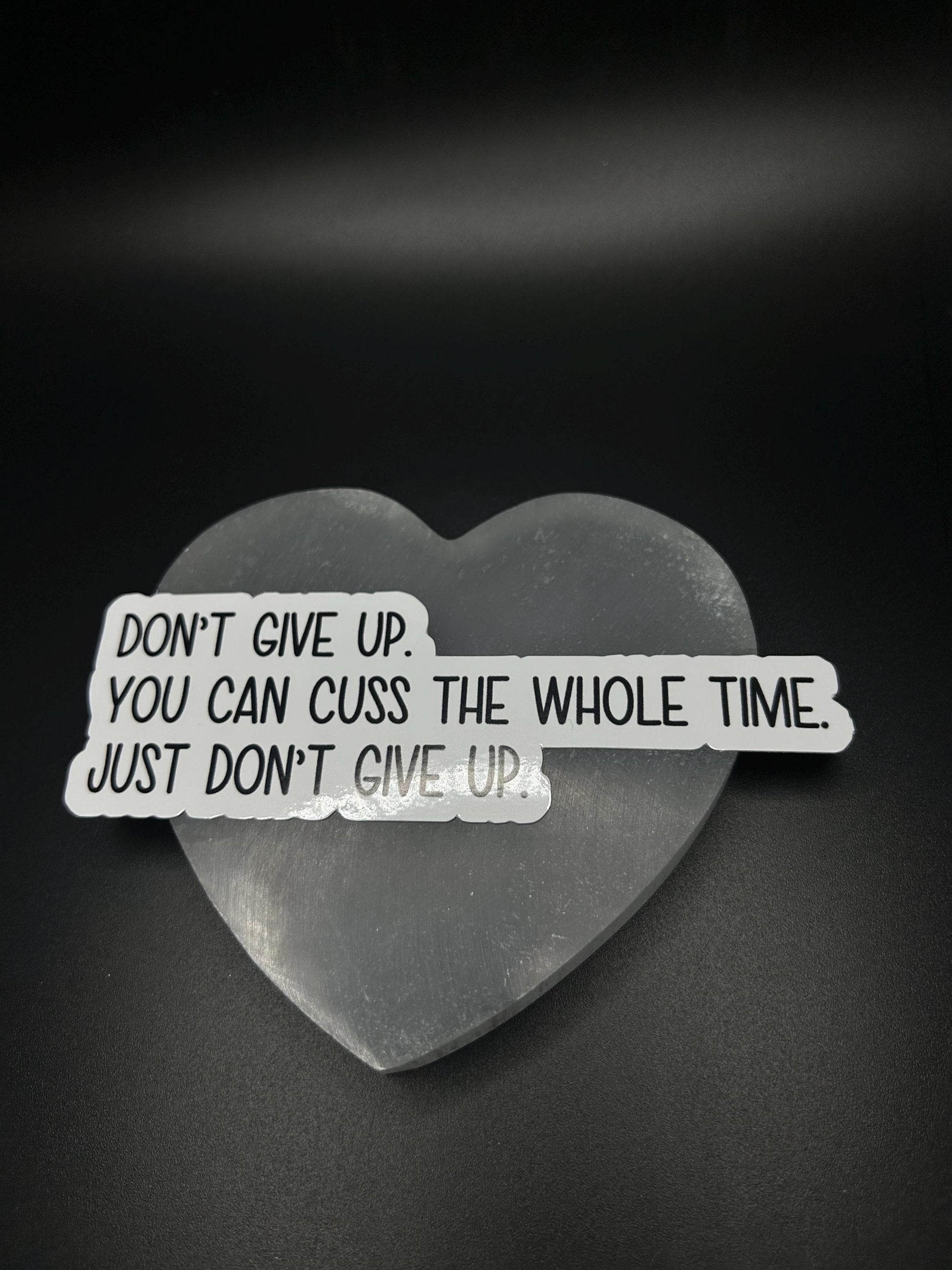 Don’t Give Up You Can Cuss the Whole Time Sticker, Funny Motivational Vinyl Sticker for Laptop, Water Bottle, Mental Health Gift