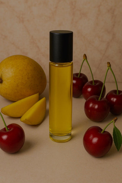 Cherry Mango Fragrance Body Oil Roller, 10ml Jojoba Oil Perfume, Tropical Fruit Essential Oil Blend, Roll On Gift