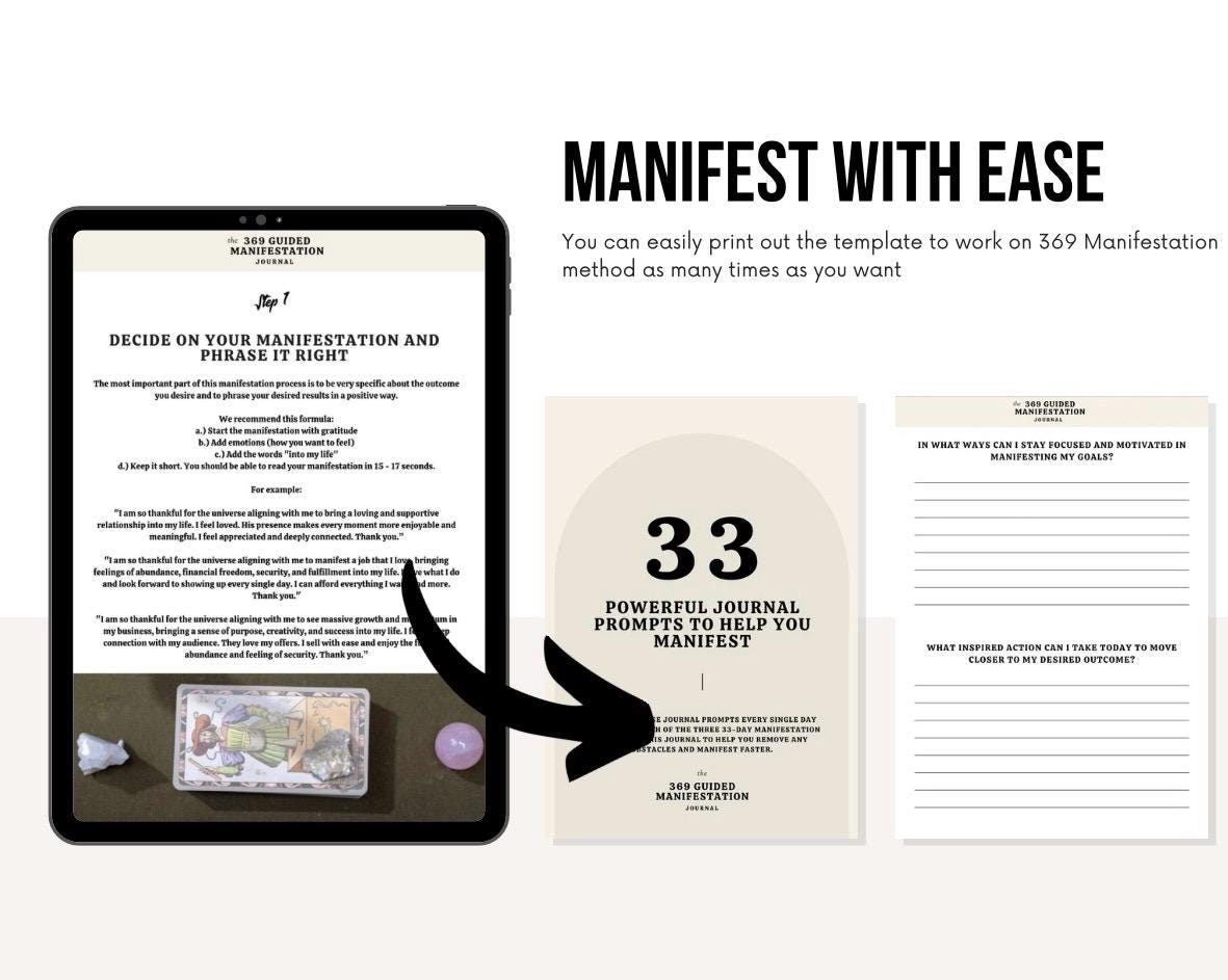 369 Manifestation Journal, Guided Digital Manifestation Planner, 369 Method Workbook, Law of Attraction Daily Journal, Digital Manifesting