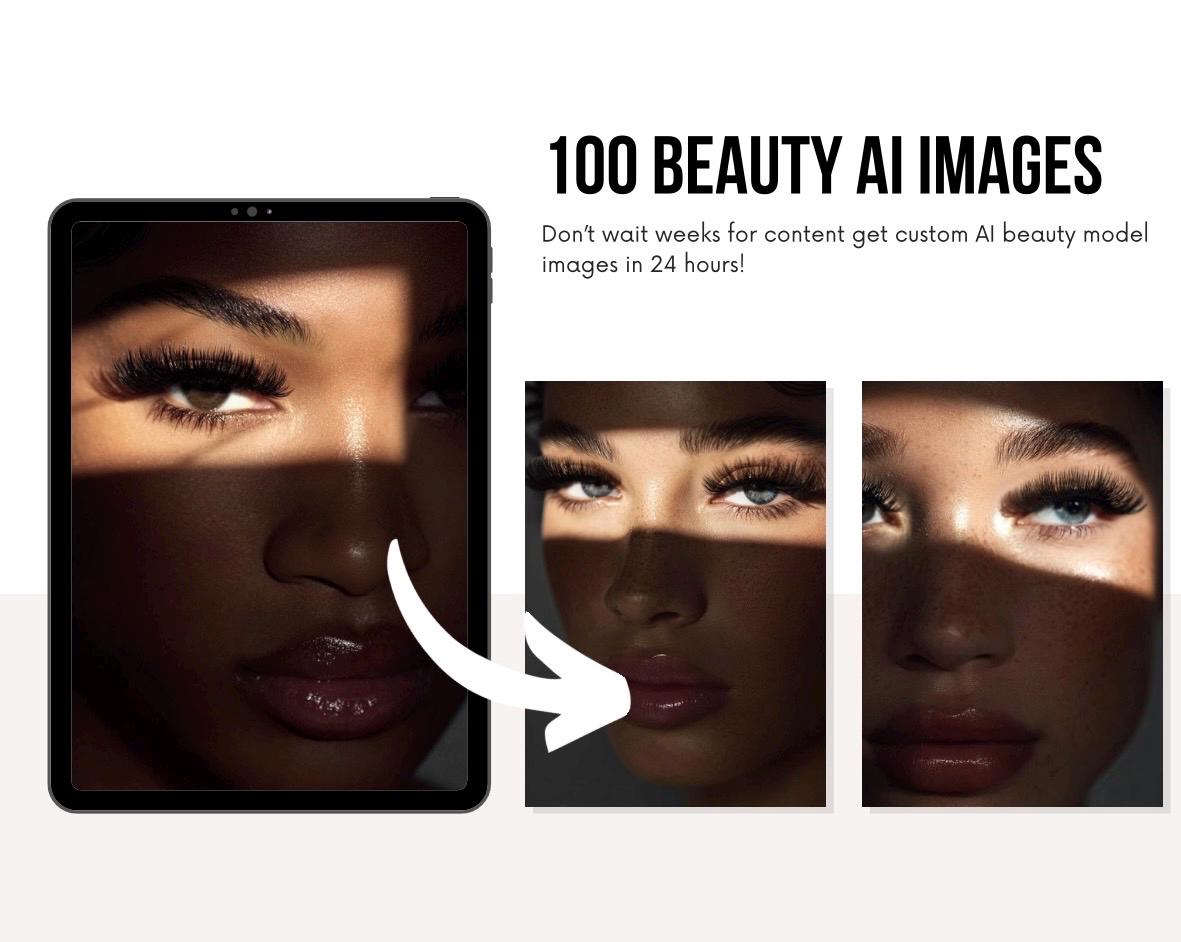100 Beauty Stock AI Images, Eyelash Extension Content, Lash Tech Social Media Templates, Lash Artist Marketing Bundle, Beauty Business