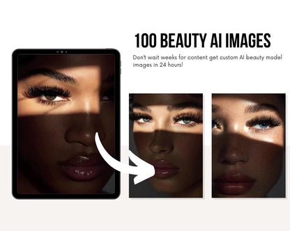 100 Beauty Stock AI Images, Eyelash Extension Content, Lash Tech Social Media Templates, Lash Artist Marketing Bundle, Beauty Business