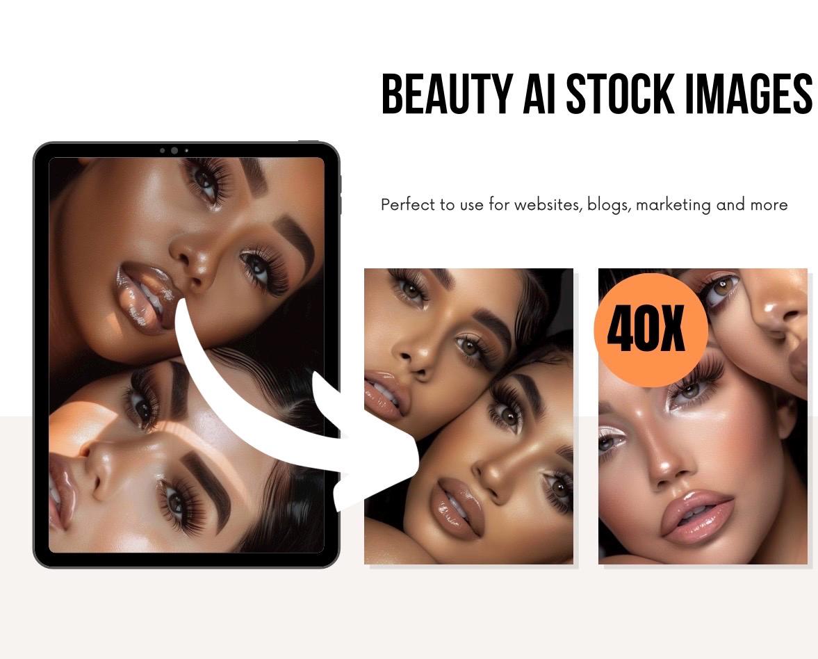40 Beauty AI Stock Images, Faceless Aesthetic Photos for Skincare, Makeup, Hair, Wellness, Self Care, Digital Download for Brands