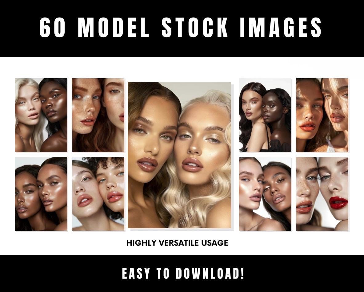 60 Beauty Niche AI Stock Images, Skincare, Makeup, Hair, Self-Care Lifestyle Photos, Digital Download for Marketing, Social Media & Website