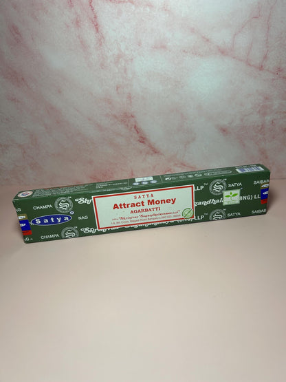 Attract Money Satya Incense Sticks, Prosperity & Wealth Manifestation, Abundance Spiritual Ritual Herbal Aromatherapy Money Drawing