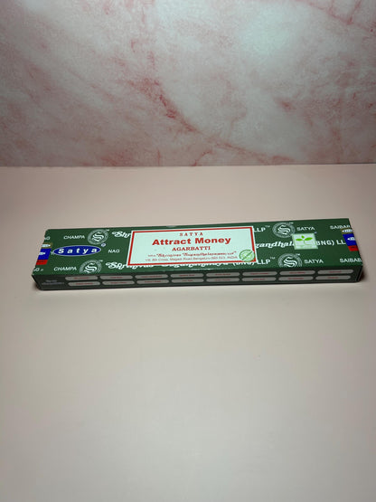 Attract Money Satya Incense Sticks, Prosperity & Wealth Manifestation, Abundance Spiritual Ritual Herbal Aromatherapy Money Drawing