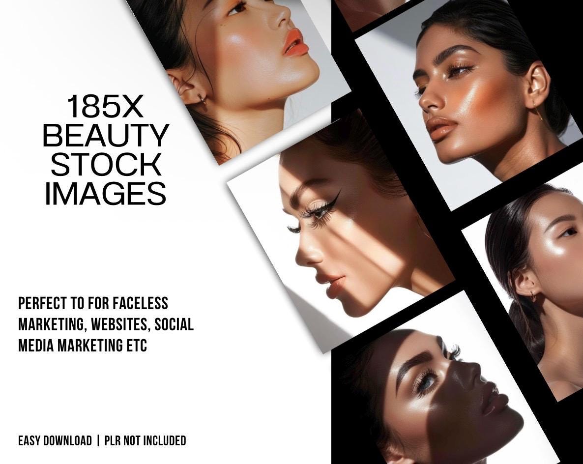 185 Beauty AI Stock Images, Skincare & Makeup Lifestyle Photos, Social Media Content Creator Bundle, Blogger, Website Stock
