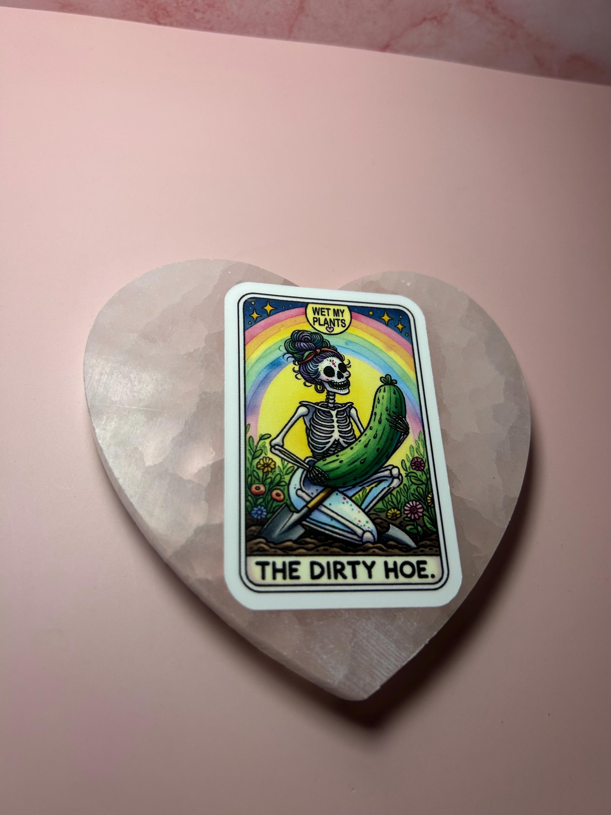 Funny Skeleton Tarot Plant Lover Sticker, Dirty Hoe Waterproof Vinyl Sticker, Witchy Garden Humor Gift, Cottagecore Plant Mom Decal