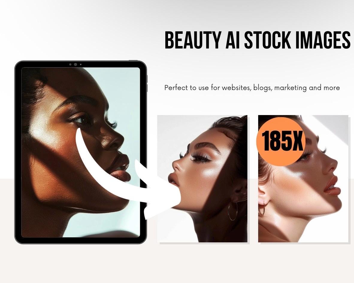 185 Beauty AI Stock Images, Skincare & Makeup Lifestyle Photos, Social Media Content Creator Bundle, Blogger, Website Stock