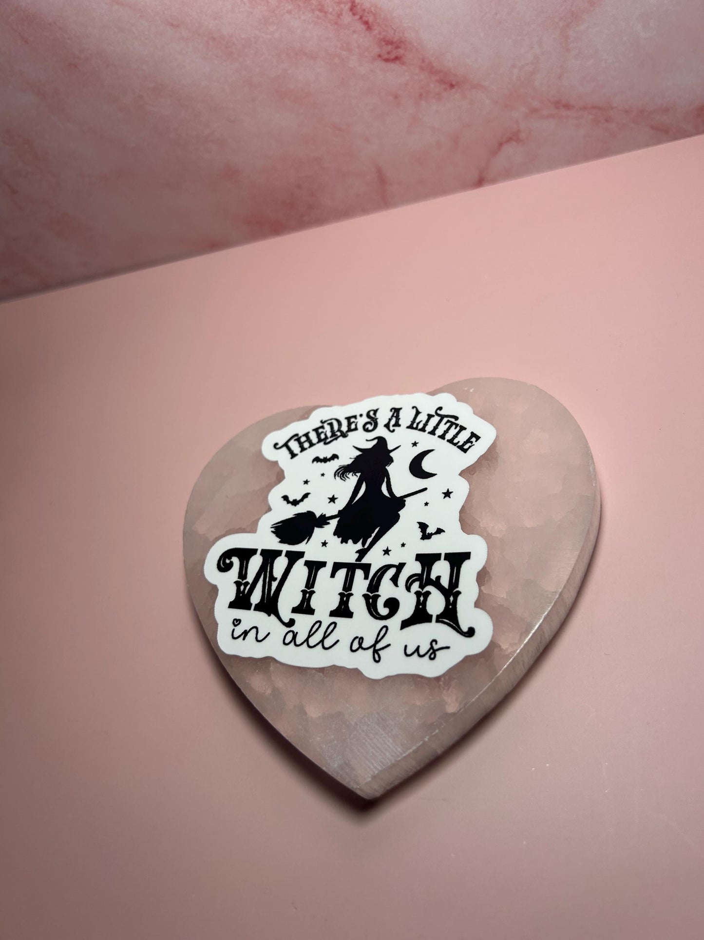 There’s a Little Witch in Us All Sticker, Witchy Aesthetic Vinyl Decal, Halloween Pagan Magick Moon Phase Feminine Witchcraft