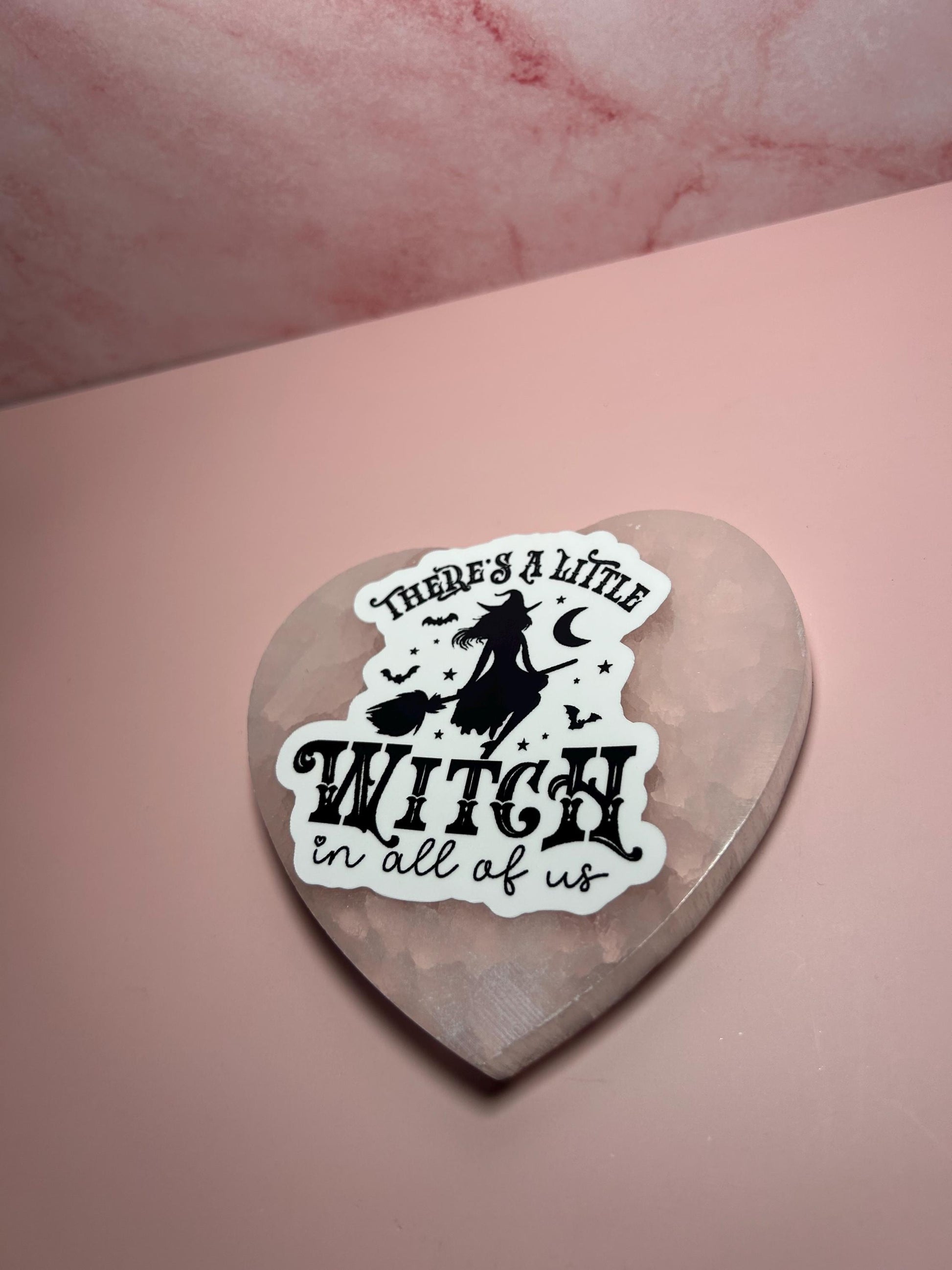 There’s a Little Witch in Us All Sticker, Witchy Aesthetic Vinyl Decal, Halloween Pagan Magick Moon Phase Feminine Witchcraft