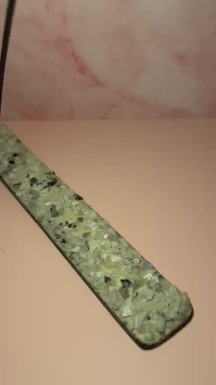 Moonstone Crystal Incense Burner for Meditation, Lunar Energy Holder, Spiritual Home Decor, Crystal Smudge Holder for Cleansing Rituals