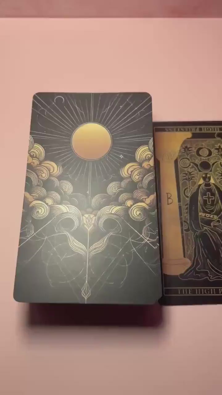 Gold Foil Tarot Card Deck 78 Cards, Luxury Tarot Set for Beginners & Readers, Aesthetic Divination Deck, Witchy Gift, Occult Tools