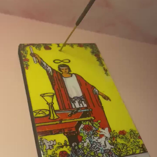 The Magician Wood Tarot Card Incense Holder – Witchy Altar Decor, Spiritual Gift, Tarot Incense Burner for Meditation & Manifestation Ritual