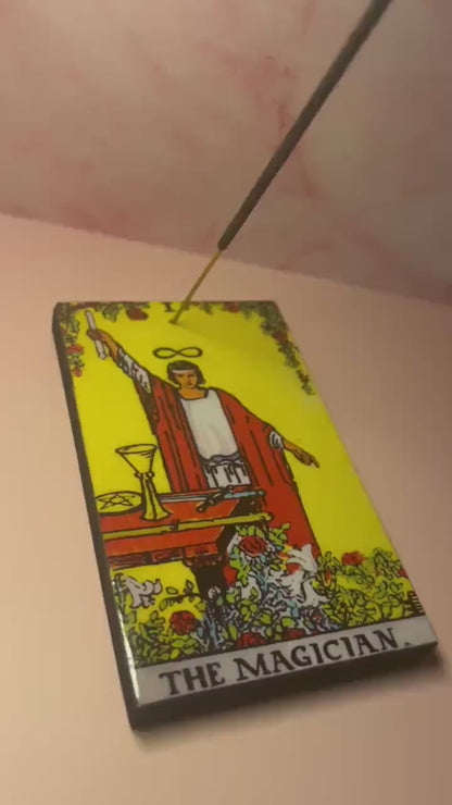 The Magician Wood Tarot Card Incense Holder – Witchy Altar Decor, Spiritual Gift, Tarot Incense Burner for Meditation & Manifestation Ritual