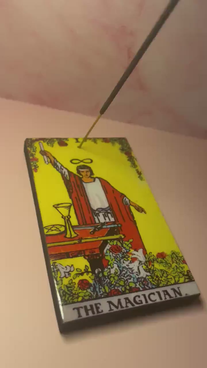 The Magician Wood Tarot Card Incense Holder – Witchy Altar Decor, Spiritual Gift, Tarot Incense Burner for Meditation & Manifestation Ritual