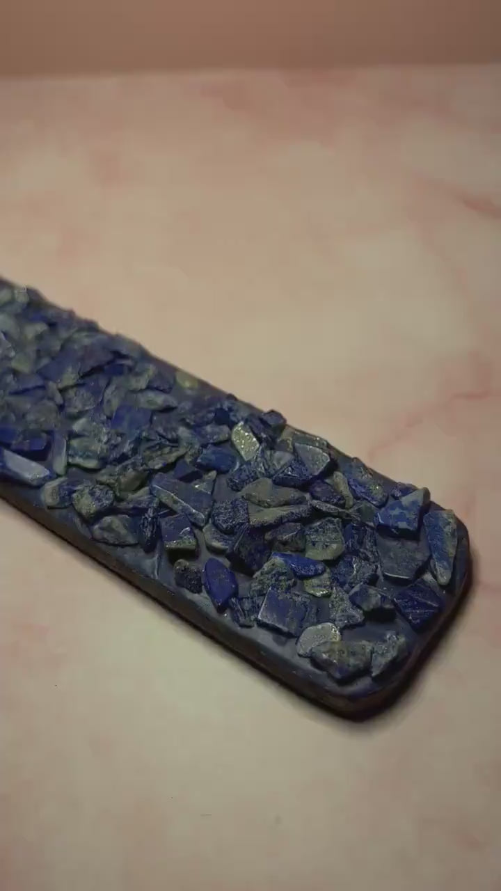 Lapis Lazuli Crystal Incense Burner, Natural Stone Holder for Stick & Cone Incense, Meditation, Altar, Spiritual Decor