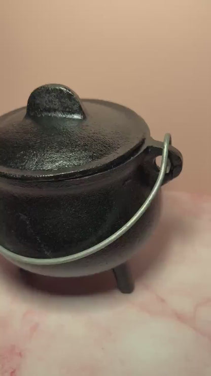 6in Cast Iron Cauldron for Incense, Spells, Resin, Sage & Potions – Witchcraft Cauldron for Offerings, Rituals, Cleansing, Altar Tools