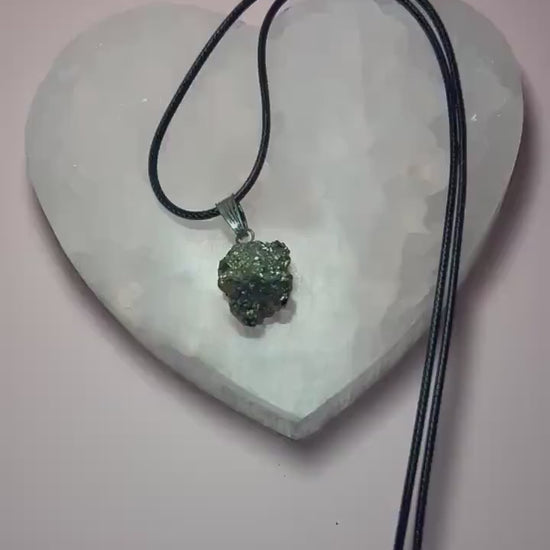 Pyrite Pendant Necklace for Abundance & Protection – Natural Raw Pyrite Crystal Necklace – Wealth Manifestation Jewelry – Goldstone Pendant