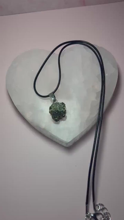 Pyrite Pendant Necklace for Abundance & Protection – Natural Raw Pyrite Crystal Necklace – Wealth Manifestation Jewelry – Goldstone Pendant