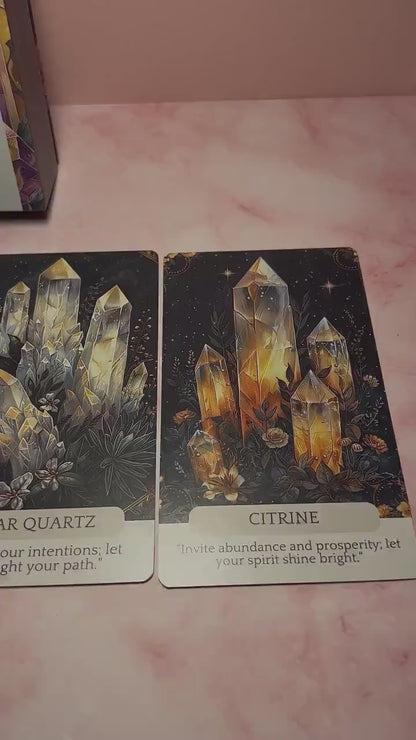43 Crystal Oracle Deck with Guidebook , Healing Crystal Cards for Intuition, Manifestation, Energy Work, Spiritual Gift for Witches