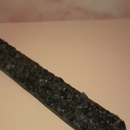 Black Obsidian Crystal Incense Burner, Protection Incense Holder for Sticks or Cones, Spiritual Cleansing Tool & Altar Decor Gift