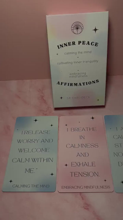 Inner Peace Affirmation Cards Deck, 38 Positive Mindfulness Cards for Anxiety Relief, Self Care & Mental Wellness, Spiritual Gift