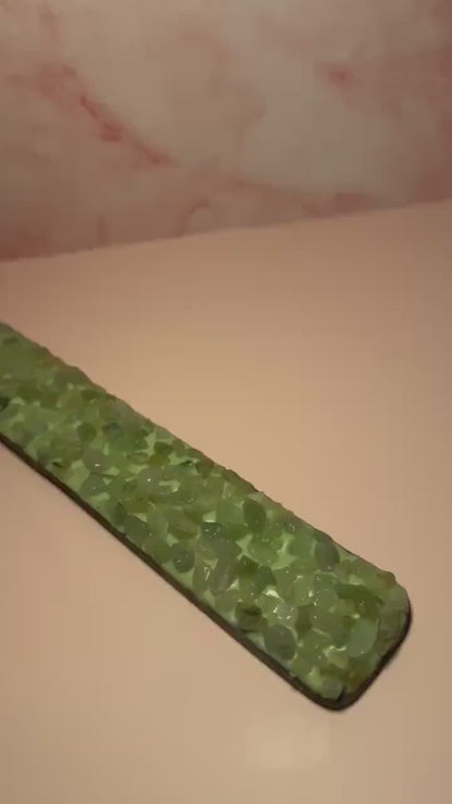 Green Aventurine Crystal Incense Burner, Healing Crystal Incense Holder for Sticks or Cones, Manifestation Altar Decor & Gift for Her