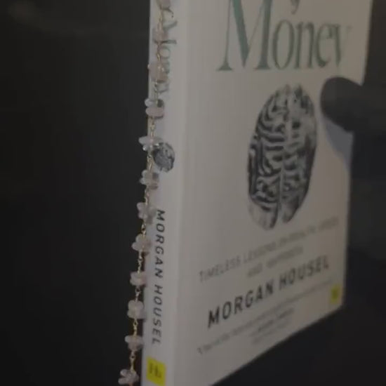 Rose Quartz & Larimar Bookmark, Crystal Bookmark for Book Lovers, Handmade Gemstone Bookmark, Healing Crystal Gift