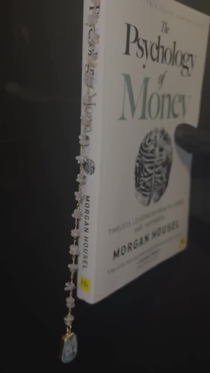 Rose Quartz & Larimar Bookmark, Crystal Bookmark for Book Lovers, Handmade Gemstone Bookmark, Healing Crystal Gift